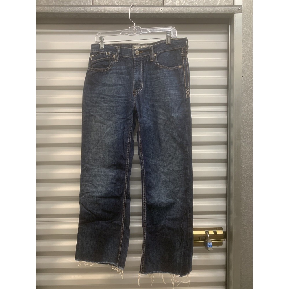 Buckle BKE Tyler Straight Leg Dark Blue Denim Frayed Hem 30 x 28